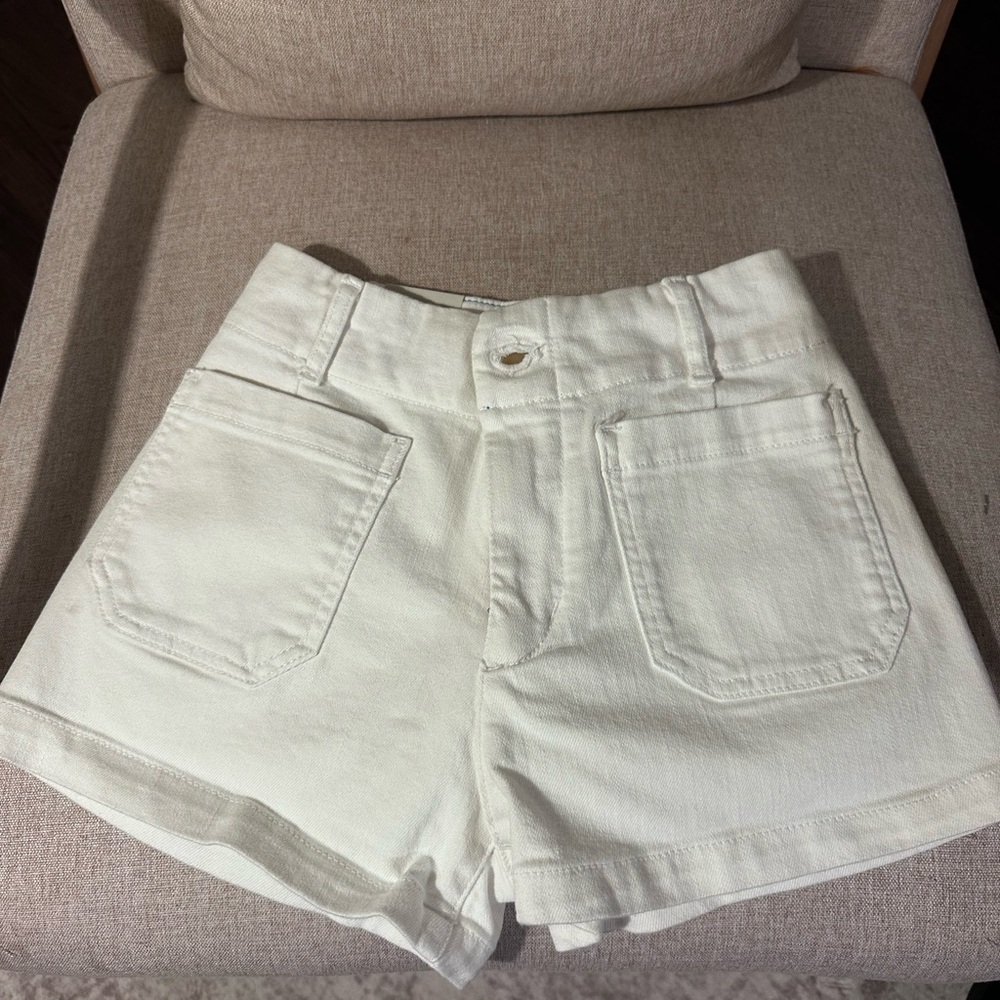 Maeve Cream High-Waist Front-Pocket Shorts